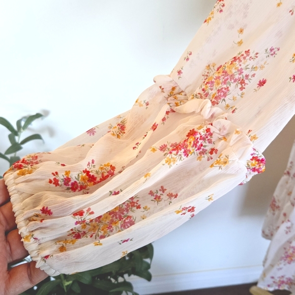 🏷️VINCE CAMUTO Georgette White Floral Long sleeve Shift Dress XXL - Picture 6 of 14